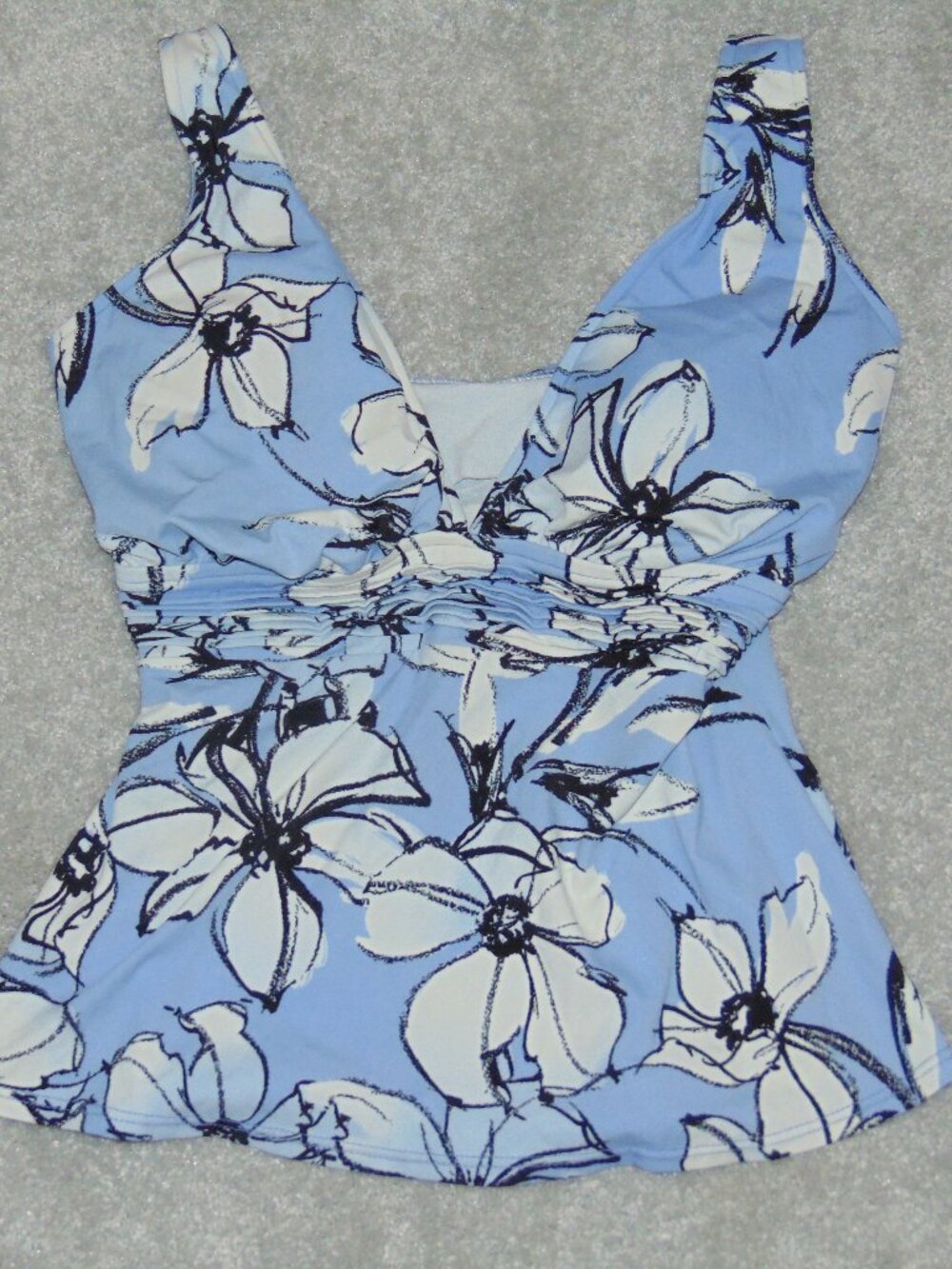 Trimshaper Tankini Top Womens 14 Blue Floral Nyon Polyester Padded Bra